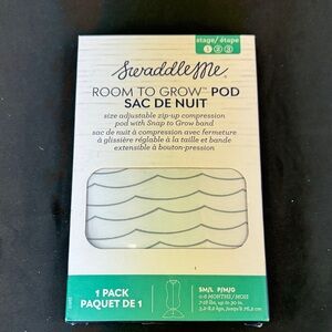 SwaddleMe Room to Grow Pod White Gray size adjustable zip up 0-6 months 7-18 lbs